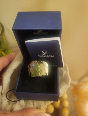 Swarovski Gold Faceted Reflective Statement Ring